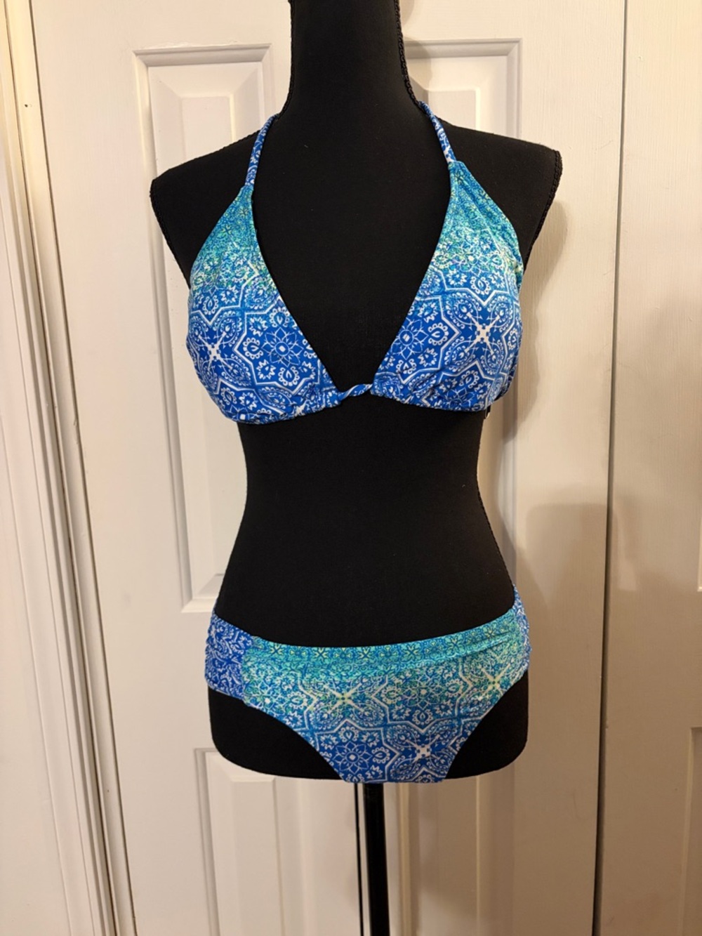 La Blanca Blue Ombre Oceanic Print Halter Bikini
